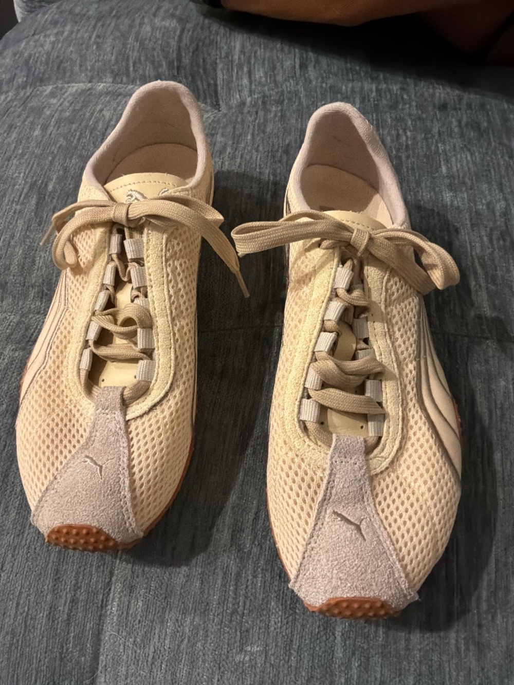 Yellow and gray Puma sneakers size 6